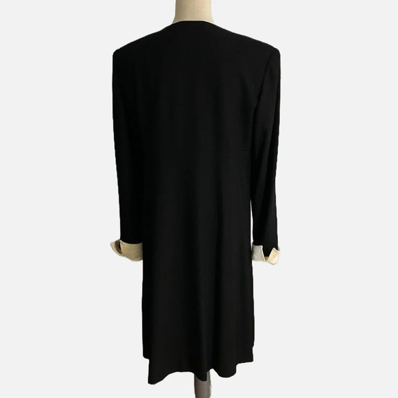Kay Unger New York Coat Dress Jacket Wool Button Front Black Ivory Rare Formal - Picture 5 of 16